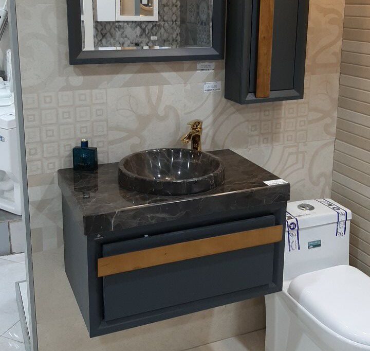 روشویی کابینتی بومرنگ مدل افرا 70 دیواری (موریس مشکی)